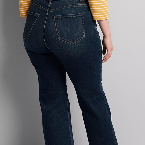 Lane Bryant Curvy Fit High Rise Boot Cut Jeans Dark Wash - Picture 2 of 7